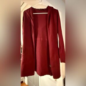 Cyrus Women's Deep Red Hooded Cardigan